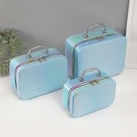 Шкатулка кожзам с зеркалом "Плетение" голубая н-р 3 шт 19,4х12,5х8 22х16х9 11,5х24,5х18,5 см Шкатулка кожзам с зеркалом "Плетение" голубая н-р 3 шт 19,4х12,5х8 22х16х9 11,5х24,5х18,5 см