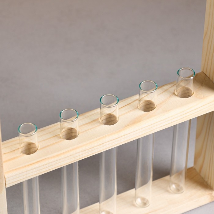 Кашпо деревянное 25х40х4,5 см с 5 колбами "Рамка Экстра", натуральный Дарим Красиво