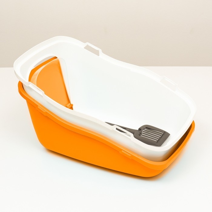 Pet-it домик-туалет для кошек COMFORT, (совок в наборе), 57x39x41, оранжевый/белый