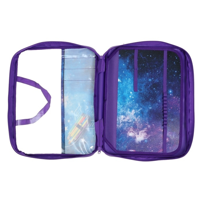 Папка для труда А4, 335 х 260 х 60 мм, с ручками текстиль, ПВХ, с наполнением 13 предметов, Calligrata, ПТР-111, Папка для труда А4, 335 х 260 х 60 мм, с ручками текстиль, ПВХ, с наполнением 13 предметов, Calligrata, ПТР-111, "Ракета"