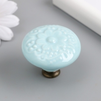 Ручка для шкатулки керамика, металл "Цветок" нежно-голубая 4,4х4,4х3,4 см Ручка для шкатулки керамика, металл "Цветок" нежно-голубая 4,4х4,4х3,4 см