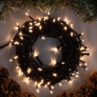 Гирлянда «Нить» 10 м, IP20, тёмная нить, 100 LED, свечение тёплое белое, 8 режимов, 220 В Гирлянда «Нить» 10 м, IP20, тёмная нить, 100 LED, свечение тёплое белое, 8 режимов, 220 В