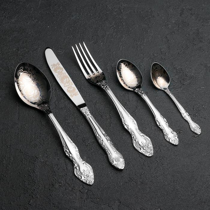 Набор столовых приборов &laquo;Тройка&raquo;, 30 предметов, художественная роспись, декоративная коробка