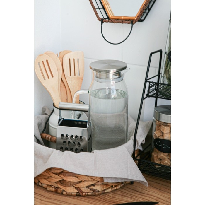 Кувшин для воды стеклянный с металлической крышкой Magistro &laquo;Богема&raquo;, 1,7 л, 10&times;27,5 см, цвет крышки серебряный