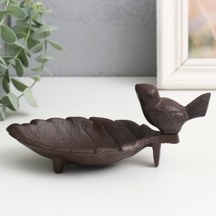 Сувенир чугун подставка "Птица на листе" 18х9х8 см