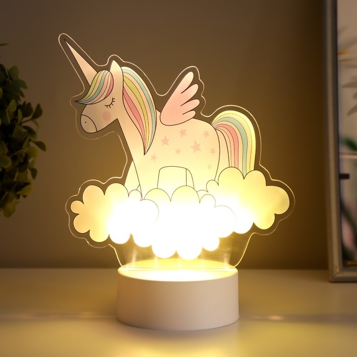 Светильник Светильник "Единорог" LED 3000К USB/от батареек 3хАА белый 16,3х9х23 см