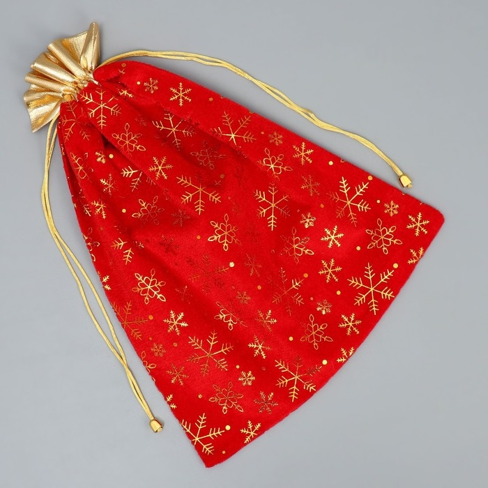 Мешочек подарочный &laquo;С лучшими пожеланиями&raquo;, снежинки, тиснение, 30 х 40 см, Новый год