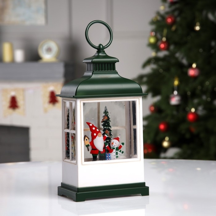 Светодиодная фигура &laquo;Фонарь с гномом&raquo; 10.2 &times; 23 &times; 5.8 см, пластик, батарейки ААх3 (не в комплекте), USB, свечение тёплое белое