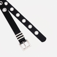 Ремень женский, ширина 2 см, пряжка металл, люверсы, цвет чёрный Ремень женский, ширина 2 см, пряжка металл, люверсы, цвет чёрный