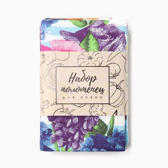 Набор полотенец кух. Набор полотенец кух. "Доляна" Счастье 35х60см-4 шт, 100% хл, рогожка 160 г/м2