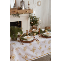 Скатерть "Этель" Золотые снежинки 149х110+/- 3см, 100% хлопок, 190г/м2