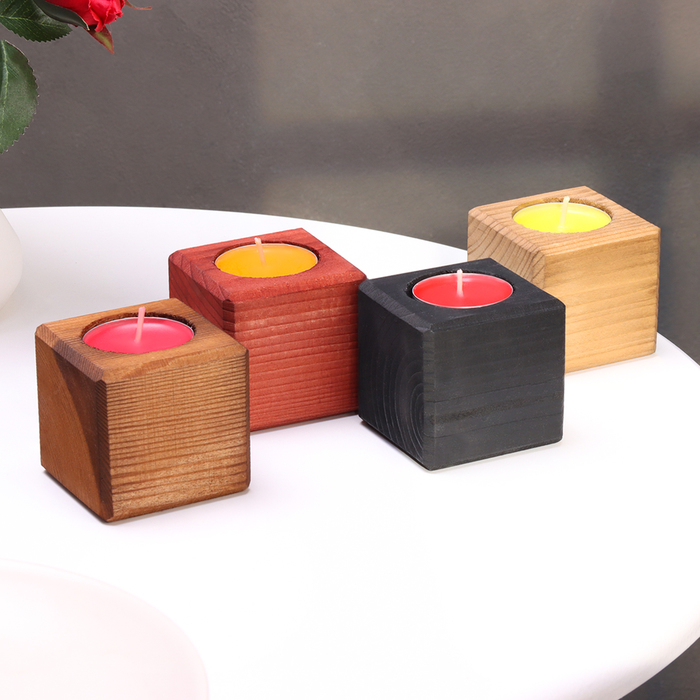 Подсвечник для интерьера 4 шт с надписью LOVE, цвет: Подсвечник для интерьера 4 шт с надписью LOVE, цвет: "Микс", аромат: ягодно-фруктовый микс