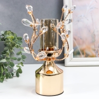 Подсвечник металл на 1 свечу "Веточки с кристаллами. Колонна" золото 25х15х15 см Подсвечник металл на 1 свечу "Веточки с кристаллами. Колонна" золото 25х15х15 см