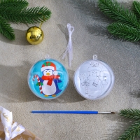 Ёлочное украшение под раскраску &laquo;Пингвин&raquo; размер: 8 см; 2 шт., кисть