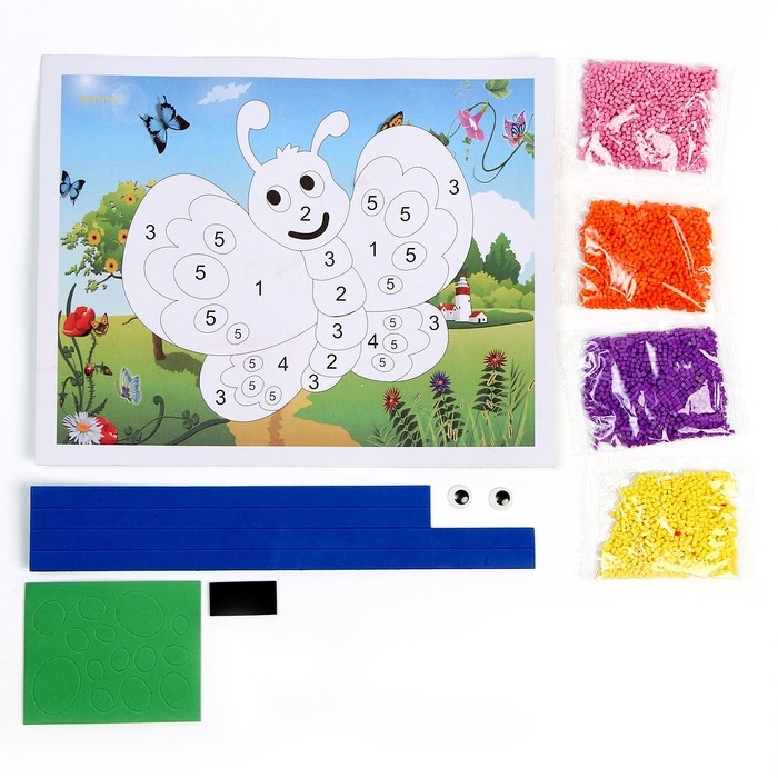 Набор для творчества: аппликация EVA крошкой и раскраска + маска на резинке &laquo;Бабочка&raquo;