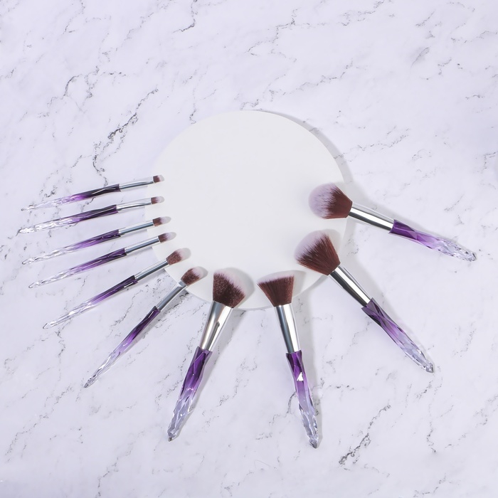 Набор кистей для макияжа &laquo;Luminous&raquo;, 10 предметов, PVC - чехол, цвет чёрный/фиолетовый