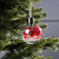 Ёлочный шар «Красные лепестки», батарейки, 5 LED, свечение тёплое белое Ёлочный шар «Красные лепестки», батарейки, 5 LED, свечение тёплое белое