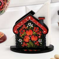 Салфетница &laquo;Домик&raquo;, 7 х 10 см, хохлома