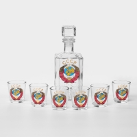 Набор стеклянный для напитков &laquo;Герб СССР&raquo;, 7 предметов: графин 500 мл, стопки 50 мл