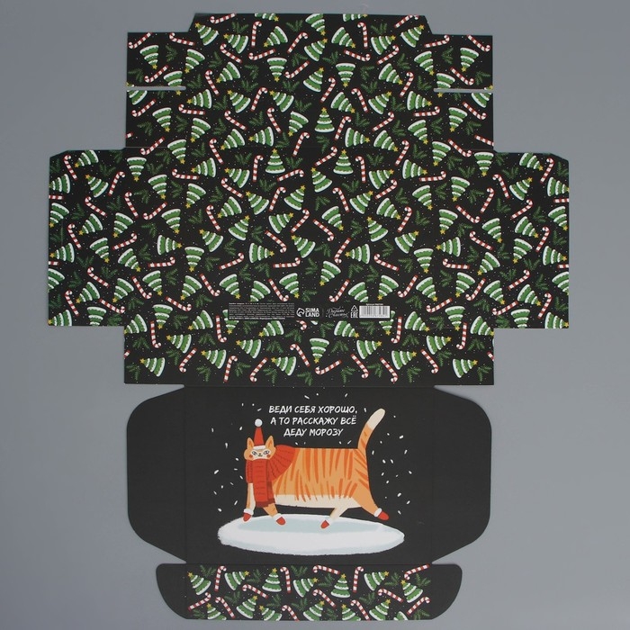 Коробка подарочная новогодняя складная &laquo;Веди себя хорошо&raquo;, 21 х 15 х 5 см, Новый год