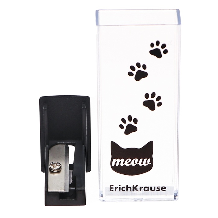 Точилка 1 отверстие ErichKrause Точилка 1 отверстие ErichKrause "City" Meow, с контейнером, пластиковая, МИКС