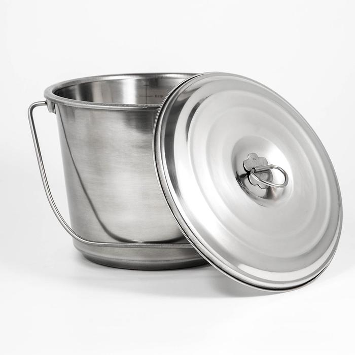 Ведро с крышкой, 7 л, мерная шкала, нержавеющая сталь Ведро с крышкой, 7 л, мерная шкала, нержавеющая сталь