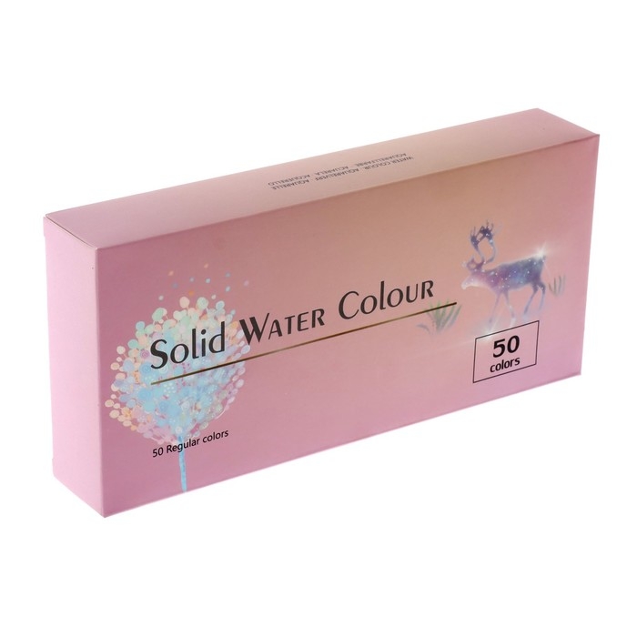 Краски акварельные, 50 цветов в кюветах, в коробке, с кистью Краски акварельные, 50 цветов в кюветах, в коробке, с кистью
