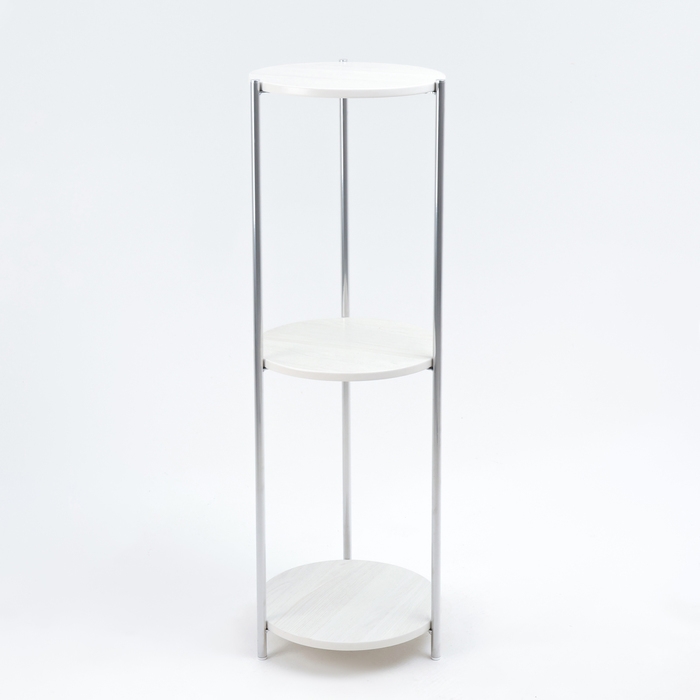 Подставка для цветов LAKSI Глорис, 360x360x1110, хром/ясень белый Подставка для цветов LAKSI Глорис, 360x360x1110, хром/ясень белый