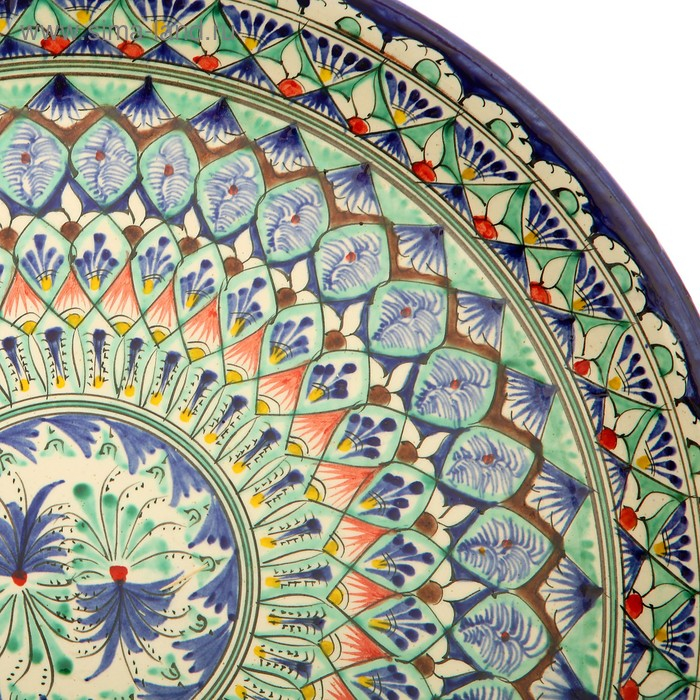 Ляган Риштанская Керамика Ляган Риштанская Керамика "Узоры", 36 см, синий