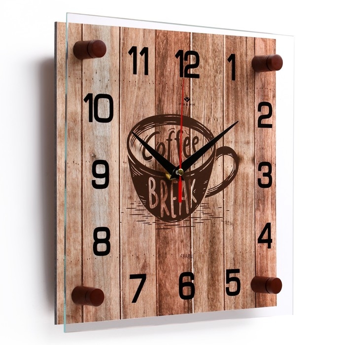 Часы настенные: Кухня, Часы настенные: Кухня, "Перерыв на кофе", бесшумные, 25 х 25 см