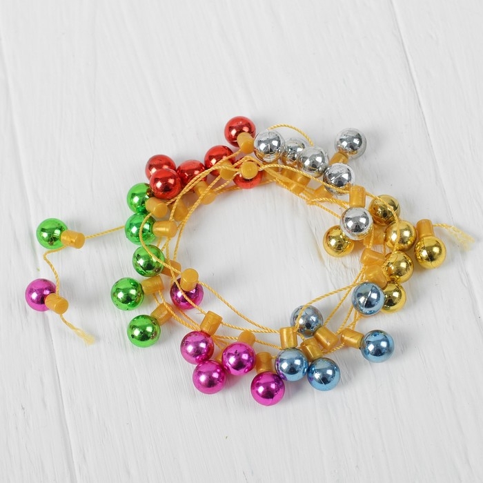Миниатюра кукольная &laquo;Гирлянда - шарик&raquo;, длина 1 метр, игрушка: 1,5&times;0,8 см, цвета МИКС