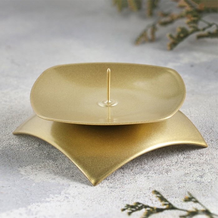 Подсвечник Подсвечник "Кварта Н" металл на одну свечу, 9,5х3 см, золотой