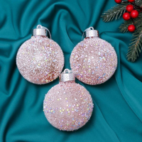 Набор шаров пластик d-8 см, 3 шт "Снежное царство" диско Набор шаров пластик d-8 см, 3 шт "Снежное царство" диско