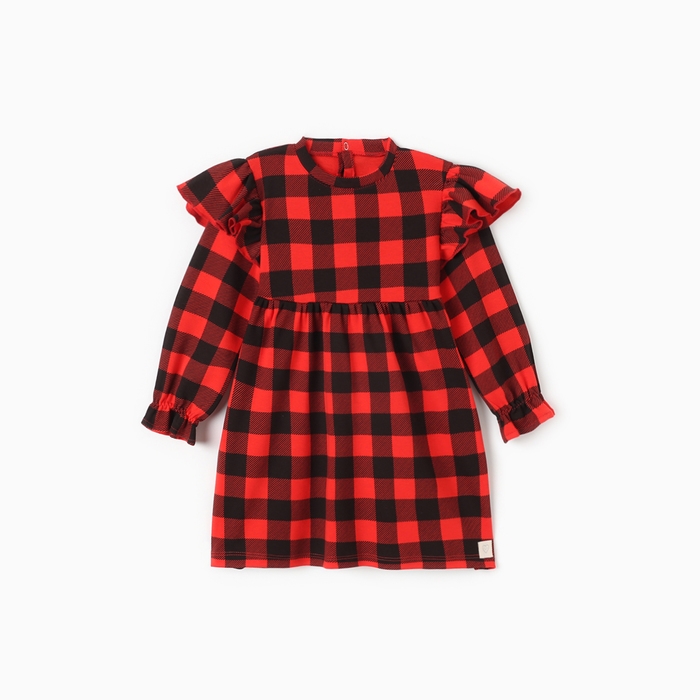 Платье детское с рюшами KAFTAN "Клеточка" р.28 (86-92)