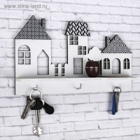 Ключница настенная с полкой &laquo;Домики&raquo;.