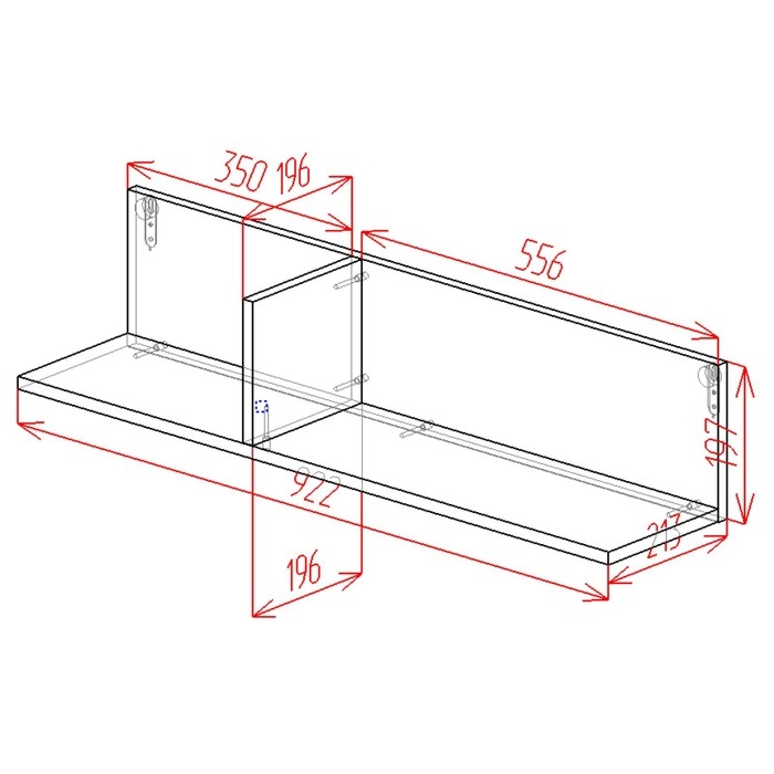 Полка HYGGE, 920х220х200, Дуб/Белый Полка HYGGE, 920х220х200, Дуб/Белый
