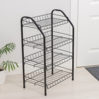 Полка для обуви разборная, 4 яруса, 46×28×70 см, цвет чёрный Полка для обуви разборная, 4 яруса, 46×28×70 см, цвет чёрный