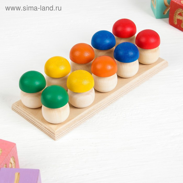 Счётный материал &laquo;Грибочки на полянке&raquo;, 10 шт., подставка со столбиками