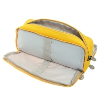 Пенал школьный на молнии 3-х секционный, жёлтый