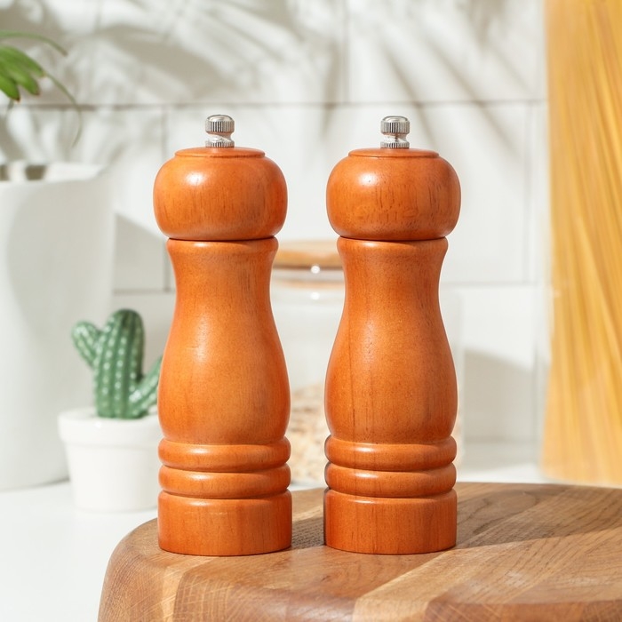 Набор для специй Доляна &laquo;Дуэт&raquo;, 16,5 см, 2 мельницы, акация