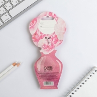 Ручка шариковая синяя паста, пластиковая с цветком  &laquo;Ты совершенна&raquo; на подложке-ваза