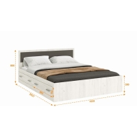 Кровать с ящиками с/м 1600*2000 Фиеста, 1635х2037х800, Графит/Дуб крафт белый Кровать с ящиками с/м 1600*2000 Фиеста, 1635х2037х800, Графит/Дуб крафт белый