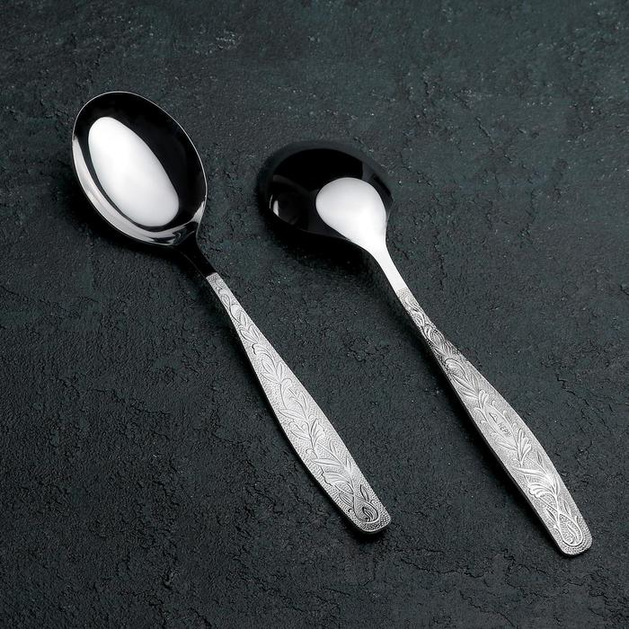 Набор столовых ложек &laquo;Уралочка&raquo;, h=19,7 см, толщина 2 мм, 6 шт, цвет серебряный