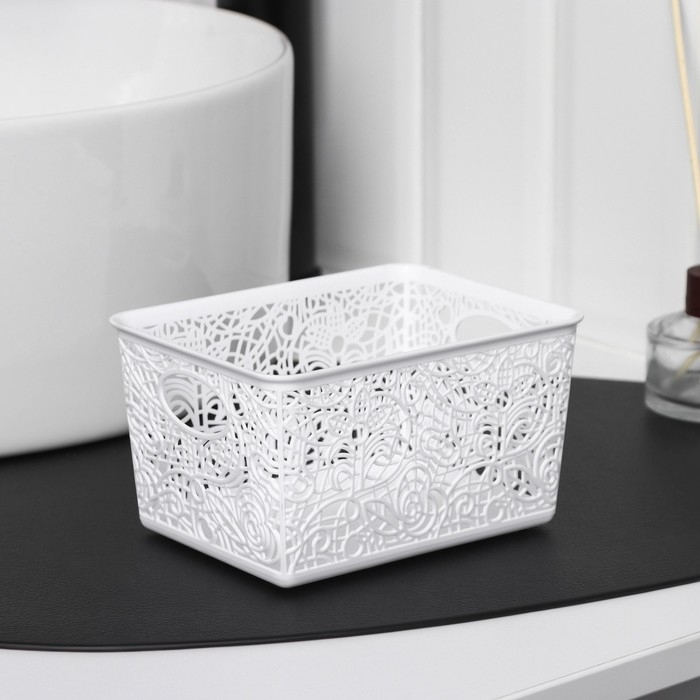 Корзинка для хранения &laquo;Кружевные цветы&raquo;, пластик, 14&times;10&times;8 см, цвет МИКС