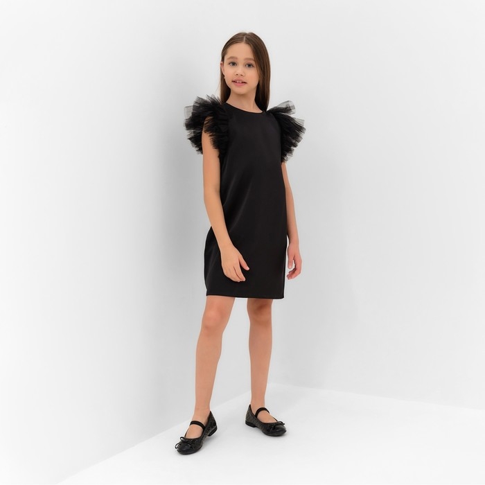 Платье нарядное детское, цвет чёрный, рост 128 см