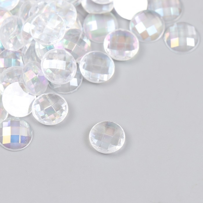 Декор для творчества пластик "Страза круглая с гранями. Перламутр" набор 100 шт 1х1 см