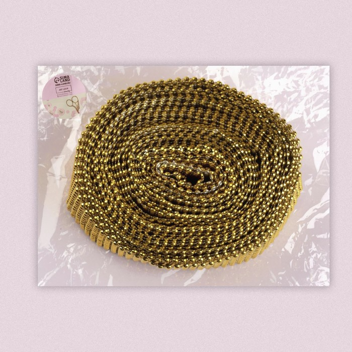 Лента с имитацией выпуклых страз, 5,75 см, 9 &plusmn; 1 м, цвет золотой