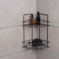 Полка угловая для ванной 2-х ярусная Эконом, 220&times;220&times;115 мм, цвет медная искра