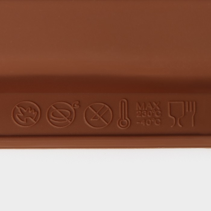 Форма для шоколада Доляна &laquo;Прямоугольник&raquo;, силикон, 26&times;9,5 см, 10 ячеек (7,1&times;1,7 см), цвет коричневый