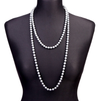 Бусы карнавальные жемчуг, 1,5 м, 8 мм, цвет серый Бусы карнавальные жемчуг, 1,5 м, 8 мм, цвет серый